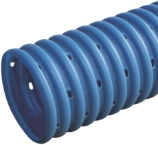 Wavin 75/65 mm PVC-drænrør med 2,5 x 5 mm slids, 50 m, blå