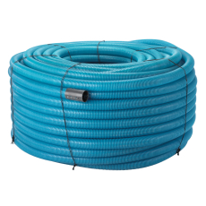 Uponor 92/80 mm PVC-drænrør med 2,3 x 7 mm slids, 60 m, blå