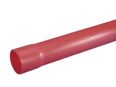 110/102 mm PEH-kabelrør med muffe, glat/glat, 6 m, rød