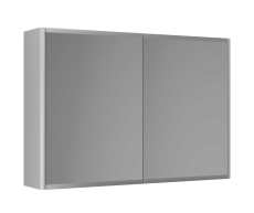 Graphic Spejlskab 80x55x16 cm grå dobbeltsidet spejl 2 hylde