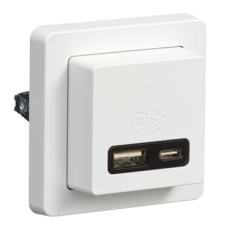 Fuga USB A+C hurtiglader, 3,4A, 1 modul, hvid
