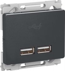 Opus66 2 x USB lader type A, 2,1A, koksgrå