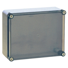Monteringskasse 300x220x120 mm transparent med hængslet låg