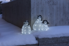 Konstsmide Pingvin familie i akryl, 3 stk, 48 hvide LED.
