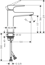 hansgrohe Metropol 110 håndvaskarmatur m/push-open ventil