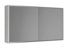 Graphic Spejlskab 100x55x16 cm grå dobbeltsidet spejl 2 hyld