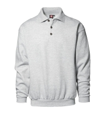 Polo sweatshirt, grå melange, str. L